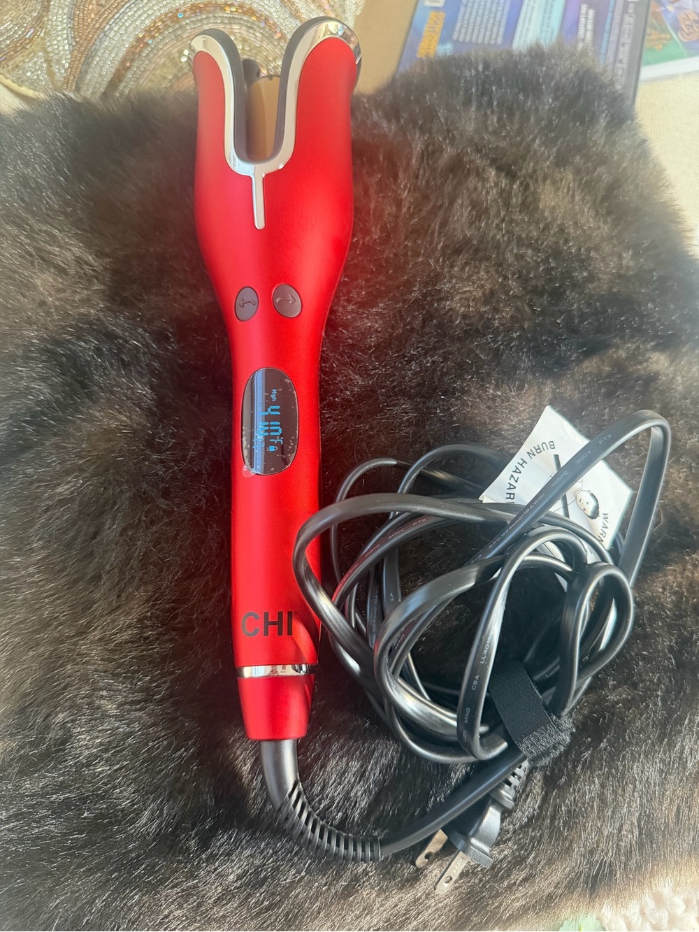 CHI Red Automatic Hair Curler with Digital Controls